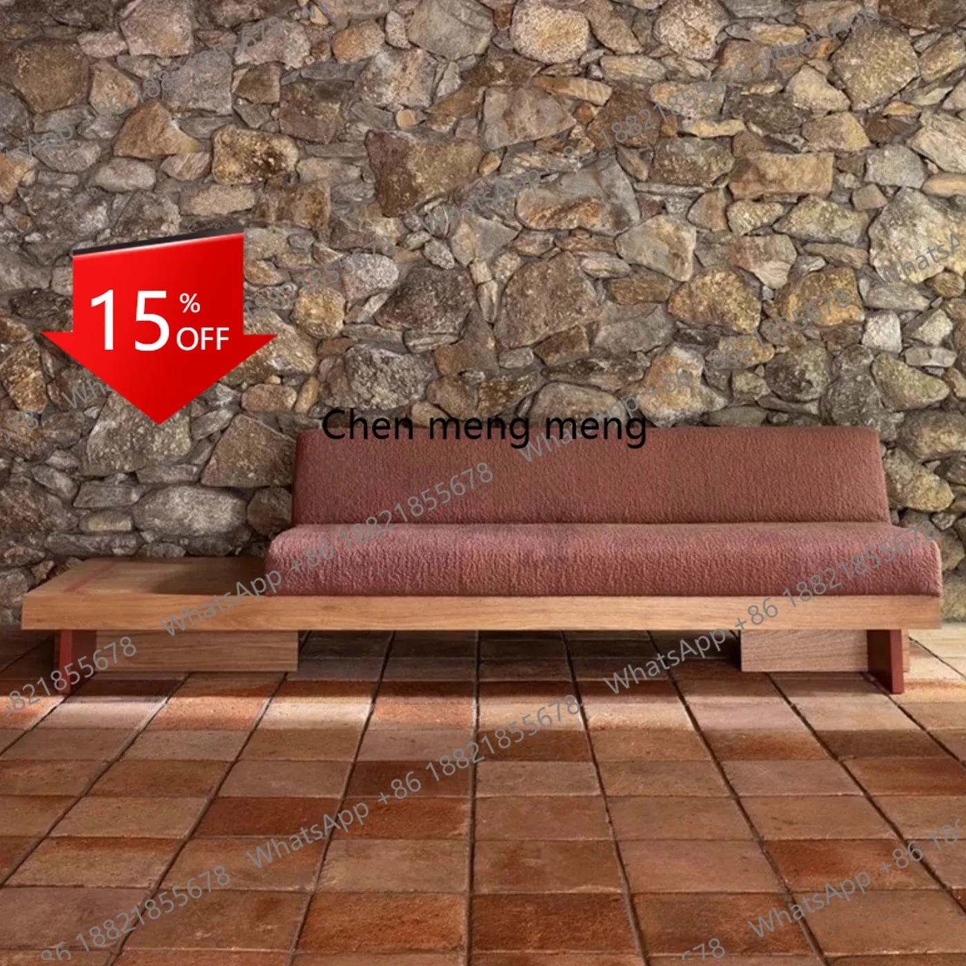 

P178 Solid wood sofa chair Japanese retro B & B hotel log Nordic low corner sofa