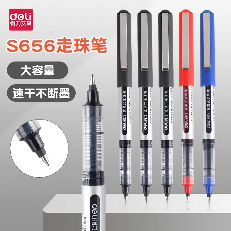 6pcs Direct Liquid Quick Drying Ball Pen S656 Black Neutral Pens Student Specific Red Black Signature Student Business Affairs