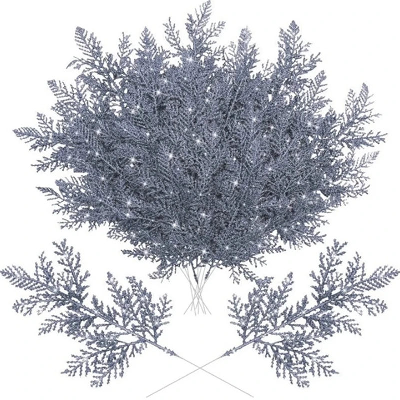 5/10 Stück Weihnachtsdekorationen, glitzernde Blätter, zum Aufhängen, Weihnachtsbaumschmuck, Kiefernzweige für 2026, Heimgeschenke, Dekoration – Detail 9