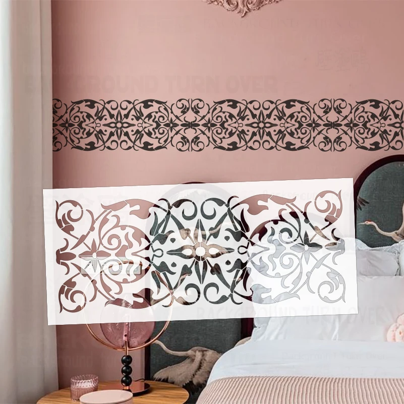 

54 см - 108 см трафарет для декора, настенный гипсовый шаблон для рисования, шпаклевка, большая мебель, граничная винтажная ретро S587