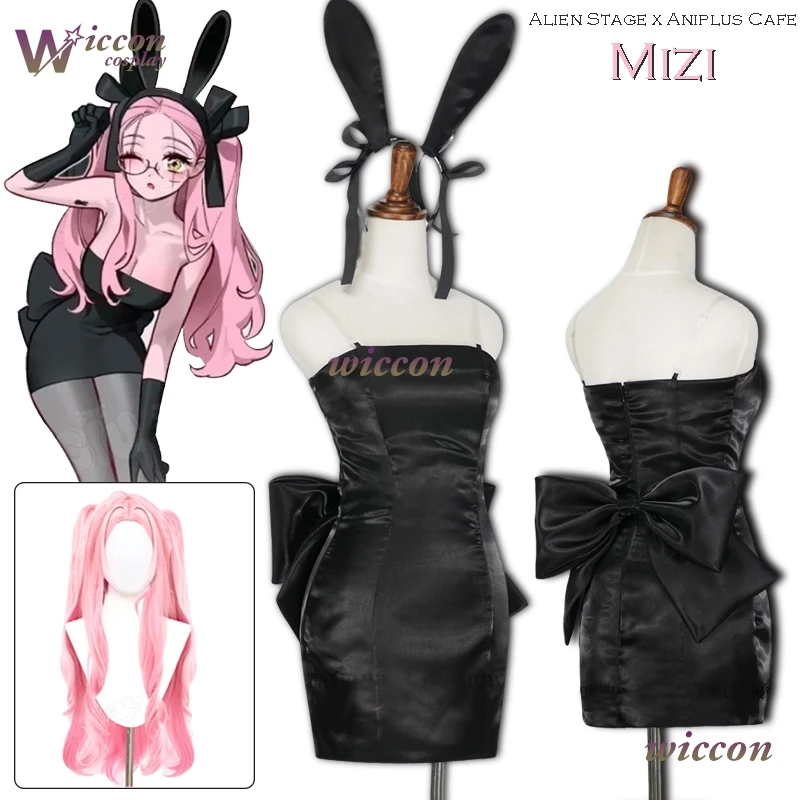ชุดคอสเพลย์กระต่ายอวกาศ Cosmic Bunny Alien Stage Mizi จาก Aniplus Cafe ชุดเดรสสีดำเซ็กซี่ ชุดกระต่ายสาวฮาโลวีน เสื้อผ้าผู้หญิง พร้อมวิกผม