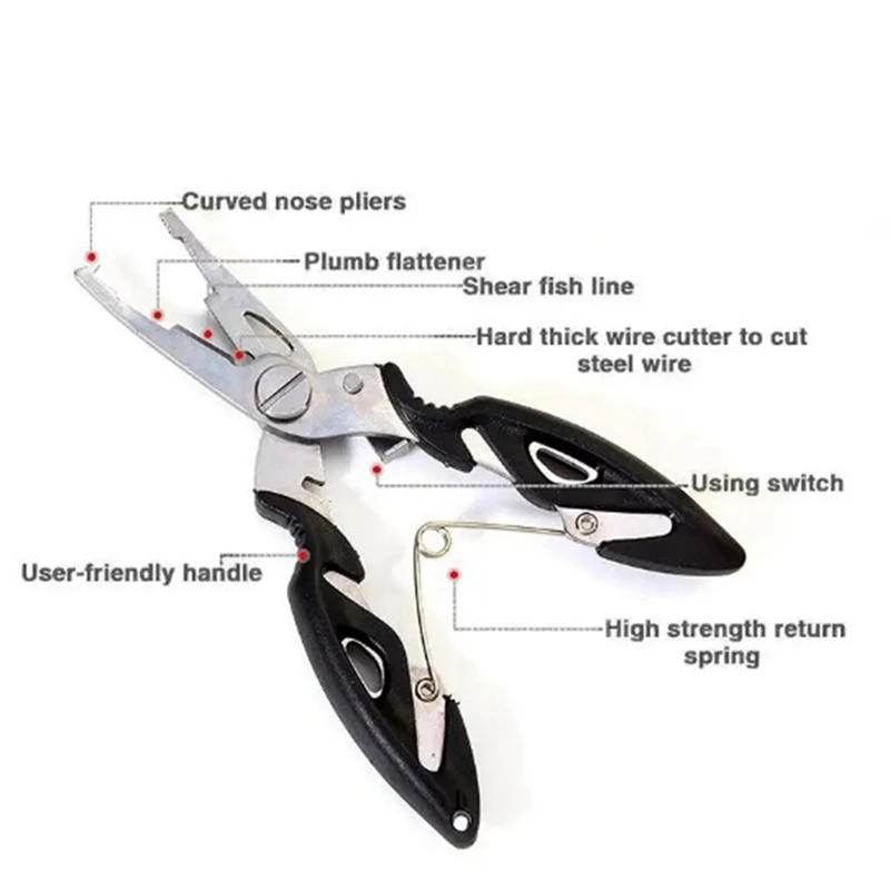 Fishing Pliers Cutter Hook Remover Tool Fishing Gear Fish Snip Multi-Function Cut 1 PCS