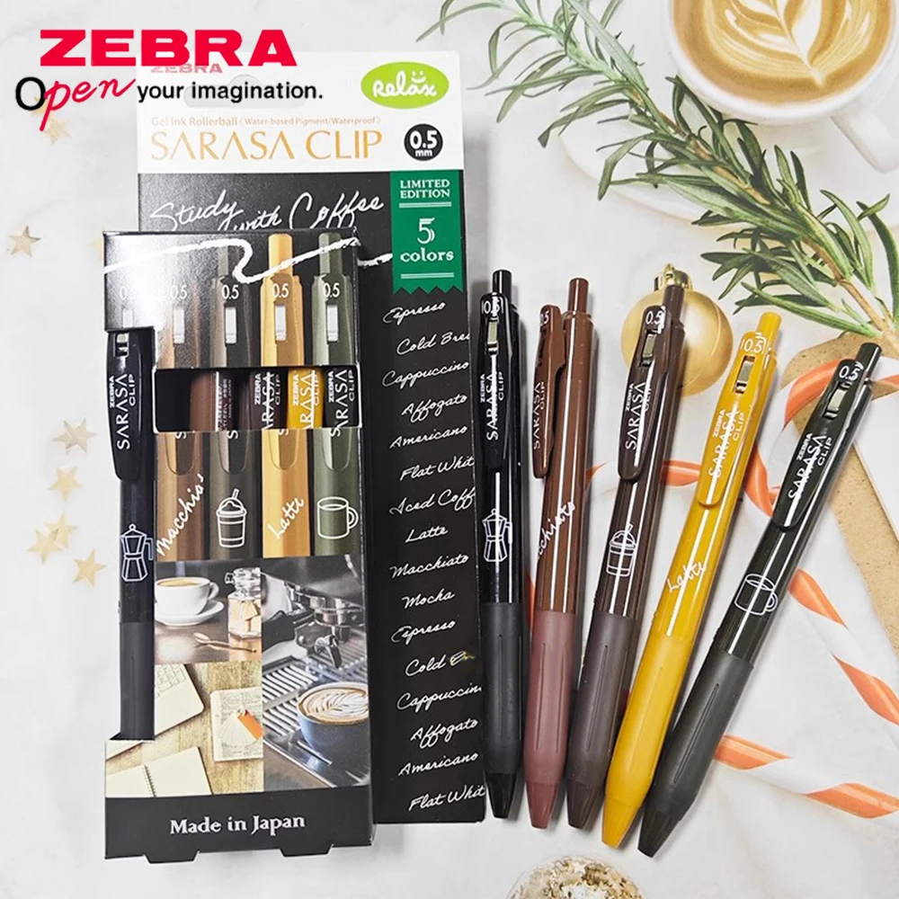 

5pcs Japan ZEBRA SARASA Gel Pen Coffee Limited JJ15 Retro Color Push-action Bullet Is Not Easy To Smudge 0.5mm Stationery
