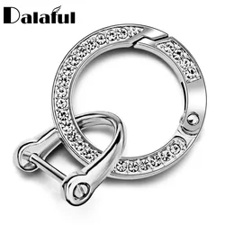 Fashion Luxury Rhinestones Keychain Crystal O Ring Spring Keyfob Stirrup Keyring Metal Connecting Buckle Key Chains Holder ZH02