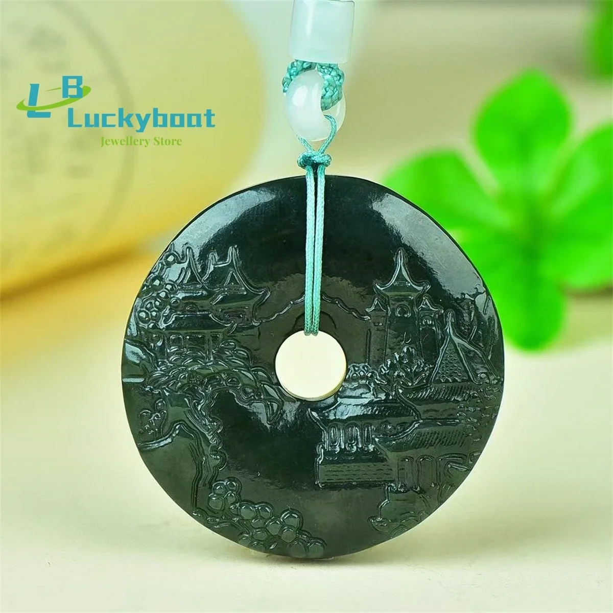 

Натуральный круглый брендовый кулон Hetian Qingyu Shanshui, простой и персонализированный модный универсальный для мужчин и женщин