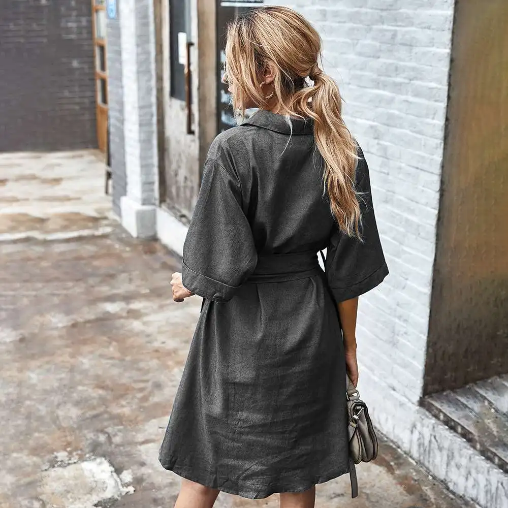 Dames casual denim met bandjes Dr herfst winter midden taille lange rok vijf Sve pure kleur polyestervezel 00%