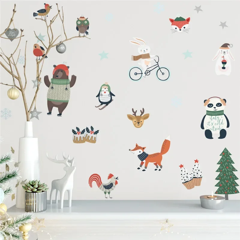 49pcs/set Lovely Fox Rabbit DIY Wall Sticker Forest Animal Trees DIY Mural Decals for Children Room Bedroom Home Decoration