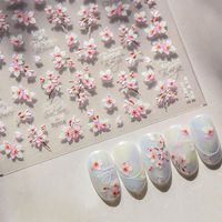 Flowers Blooming Cherry Blossom Sakura Living Peach Branch 5D Soft Relief Spring Adhesive Nail Art Sticker Chic Manicure Decals