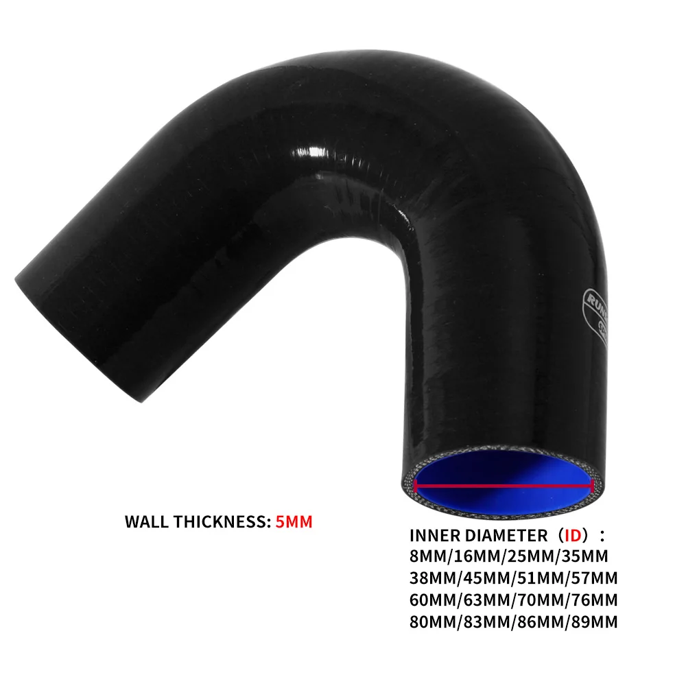 135 derajat siku selang silikon ID 38 45 51 63 76 89mm pipa silikon konektor Intercooler Turbo udara masuk pipa Coupler hitam