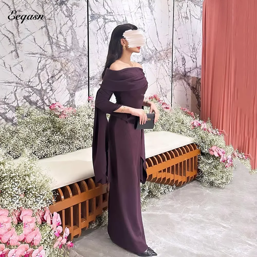 Mermaid Luxury Evening Gown Long Purple Satin Elegant Party Dresses for Wedding Dubai Arabic Robe De Soiree Femmes Customized