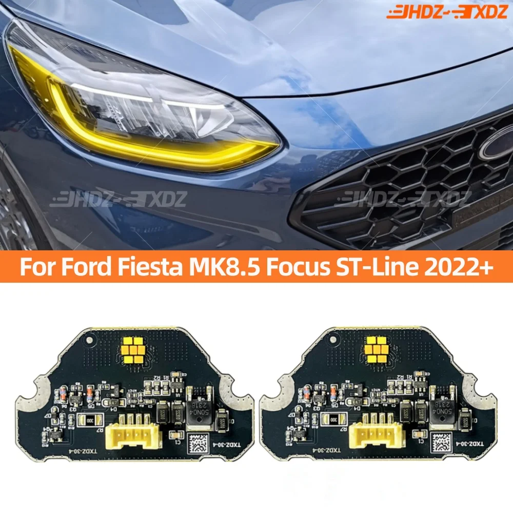 

Yellow DRL LED Boards Angel Eyes Headlight Daytime Running Light Amber Blue Red For Ford Fiesta MK8.5 Focus ST-Line MK4.5 2022+