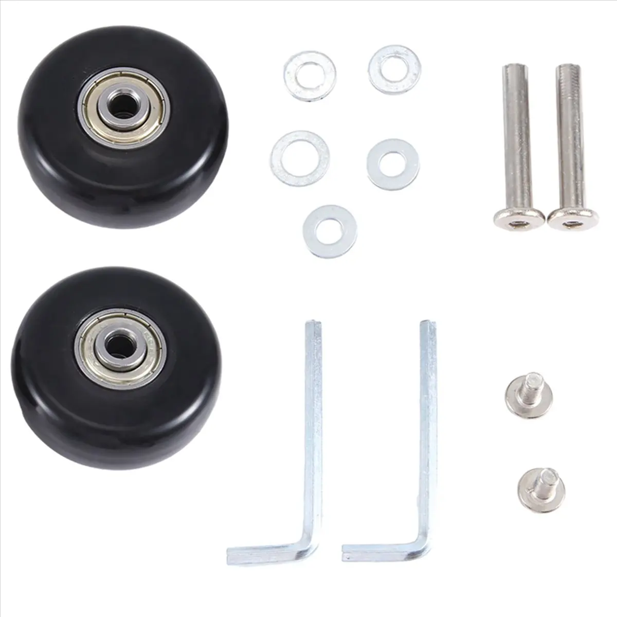 ABQR 50X18mm مجموعة من 2 عجلات بديلة لحقيبة الأمتعة، عجلات دوارة من البولي يوريثان، مجموعات إصلاح محامل من الفولاذ الكربوني