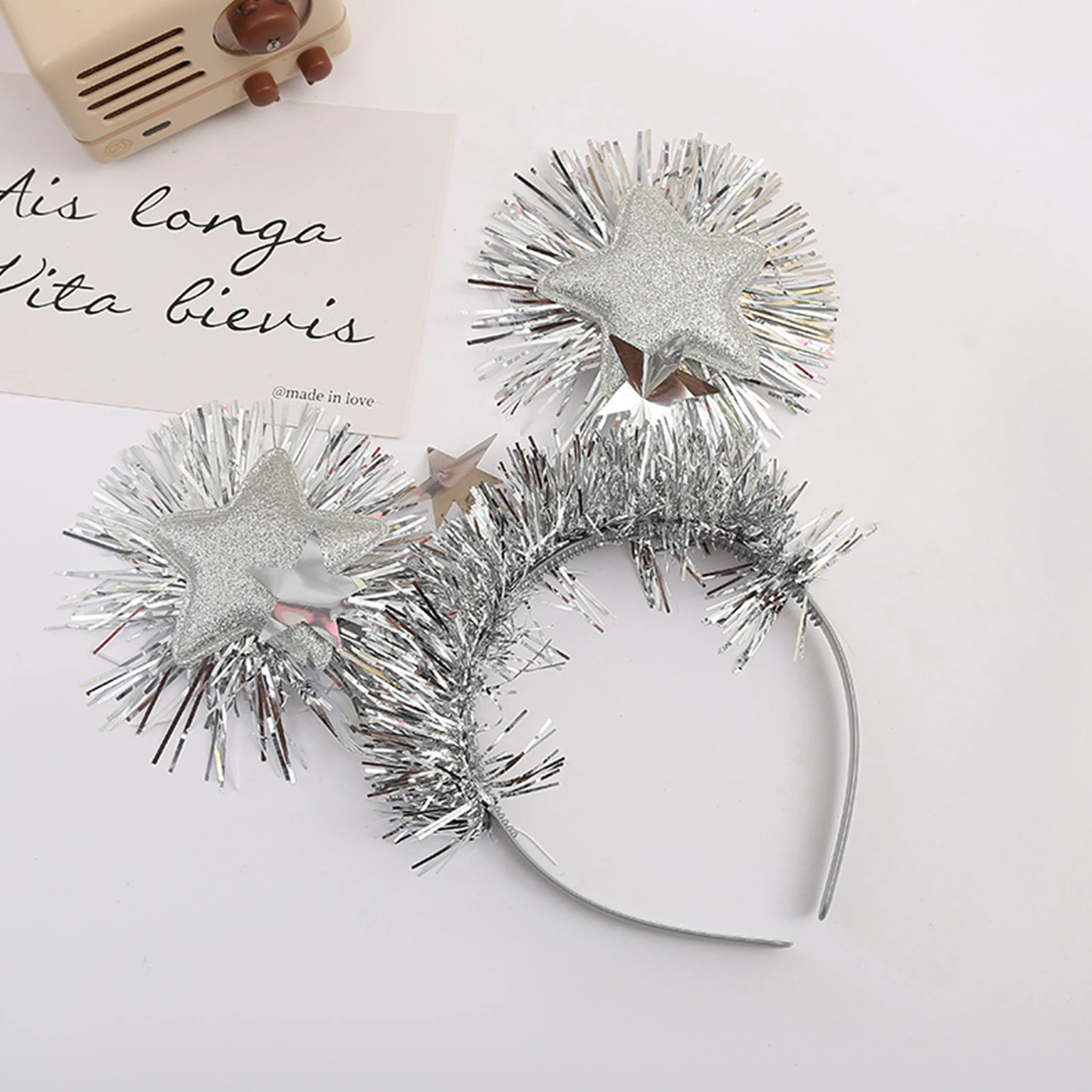 إكسسوارات ربطات شعر على شكل نجمة لامعة للنساء والفتيات ليلة رأس السنة ومستلزمات تزيين حفلات أعياد الميلاد #5