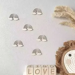 INS Nordic Wooden Wall Stickers 3D Rainbows Clouds Flowers Wood Sticker Kids Room Decoration Ornaments Home Crafts Nursery Decor
