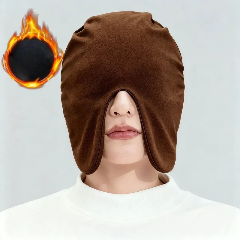 قبعة نوم مخملية حرارية مزدوجة الجوانب للشتاء مقاومة للرياح تحجب الضوء قبعة نوم دافئة لتخفيف الصداع للجنسين أغطية رأس ليلية
