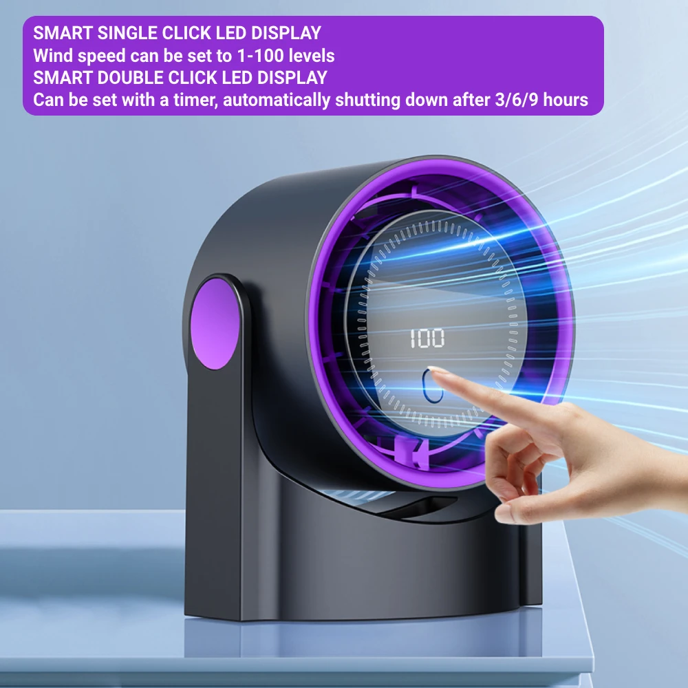 Novo ventilador elétrico inteligente de 100 velocidades usb multifuncional bladeless ventilador desktop silencioso montado na parede ventilador escritório em casa interior