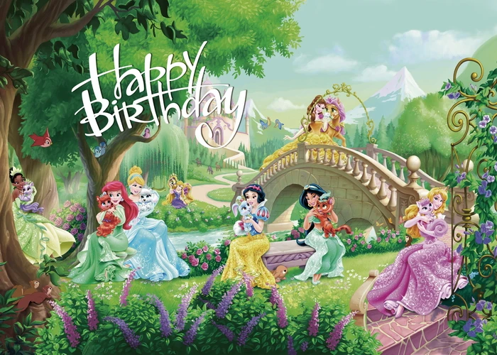 Disney Princesses Photography Backdrop for Girls Baby Shower Birthday Party Decor Fairy Table Kids Dessert Table Banner Supply