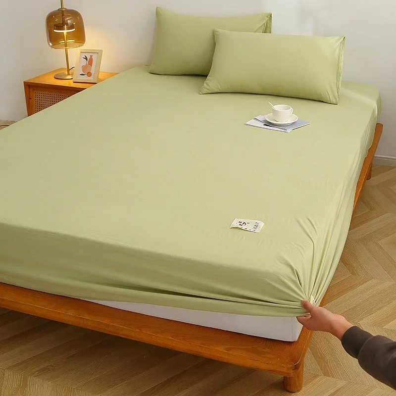 

Bed Hat Protector Pure Color Plain Bed Mattress Antislip Protector Skinfriendly Cover