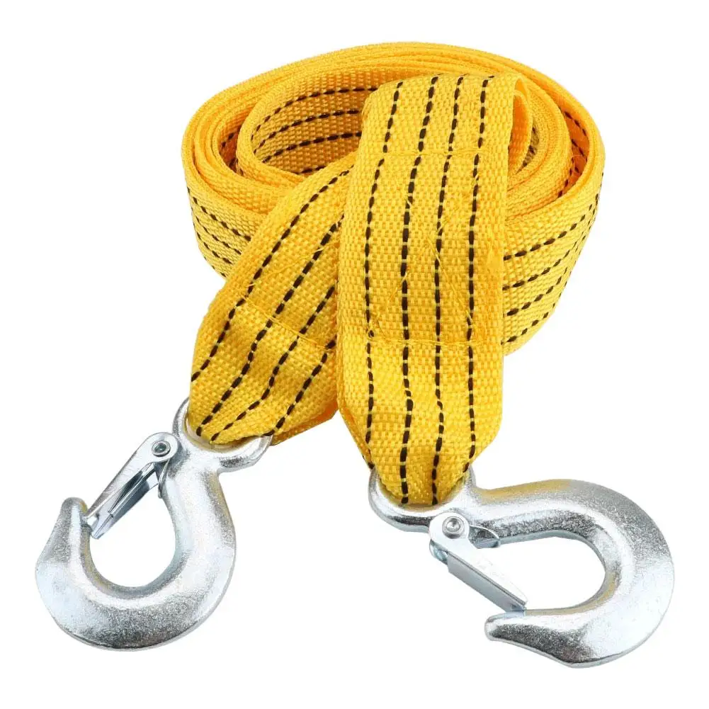 3Tons Auto Towing Rope For Car Truck Trailer SUV With Alloy Steel Hooks Vehicle Emergency Tow Strap Fluorescence Nylon