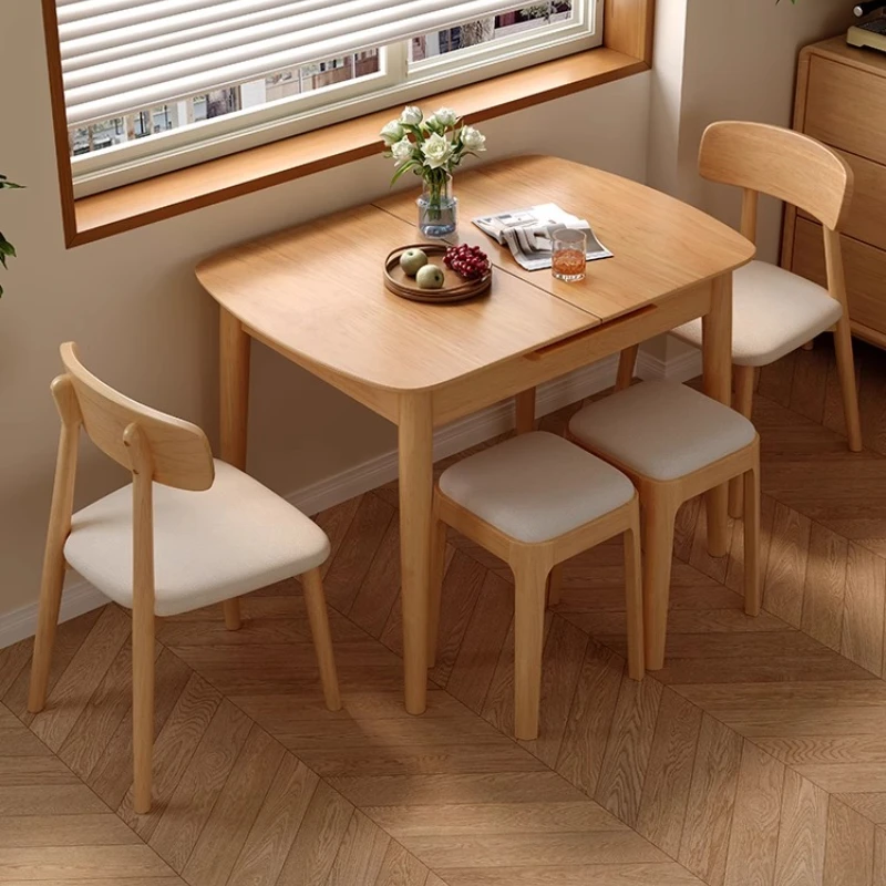 

Hospitality Center Apartment Coffee Dining Table Entryways Modern Style Household Retractable Folding Solid Wood Rooms Furniture