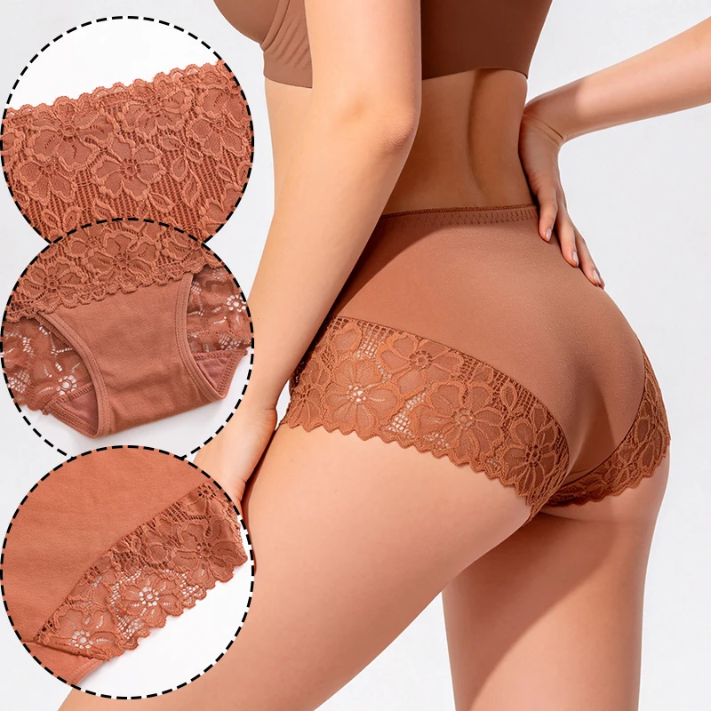 4Pcs/Set High-Waisted Hollow Out Lace Panties For Women Soft Cotton Crotch Brea… - Image 5