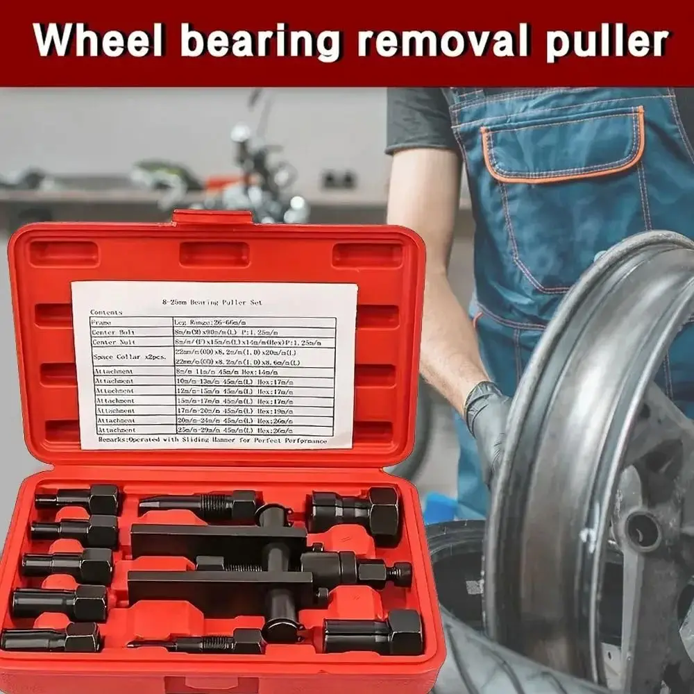 

10Pcs/Set Inner Hole 8-25mm Bearing Puller Set Manual With Box Motorcycle Bearing Puller Disassembly Repair Bearing Removal Tool