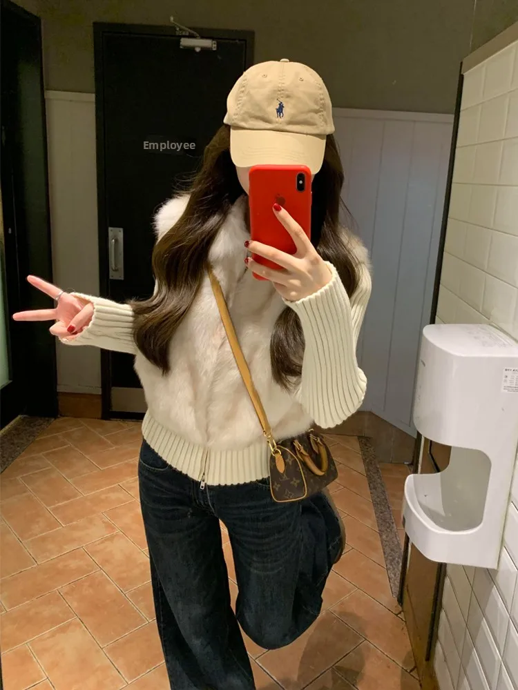 

2025 New Knitted Patchwork Thiened Korean Sle Mink Velvet Women's Jaet Removable Fur Coat Easy Cleaning 3D Effect Unive...