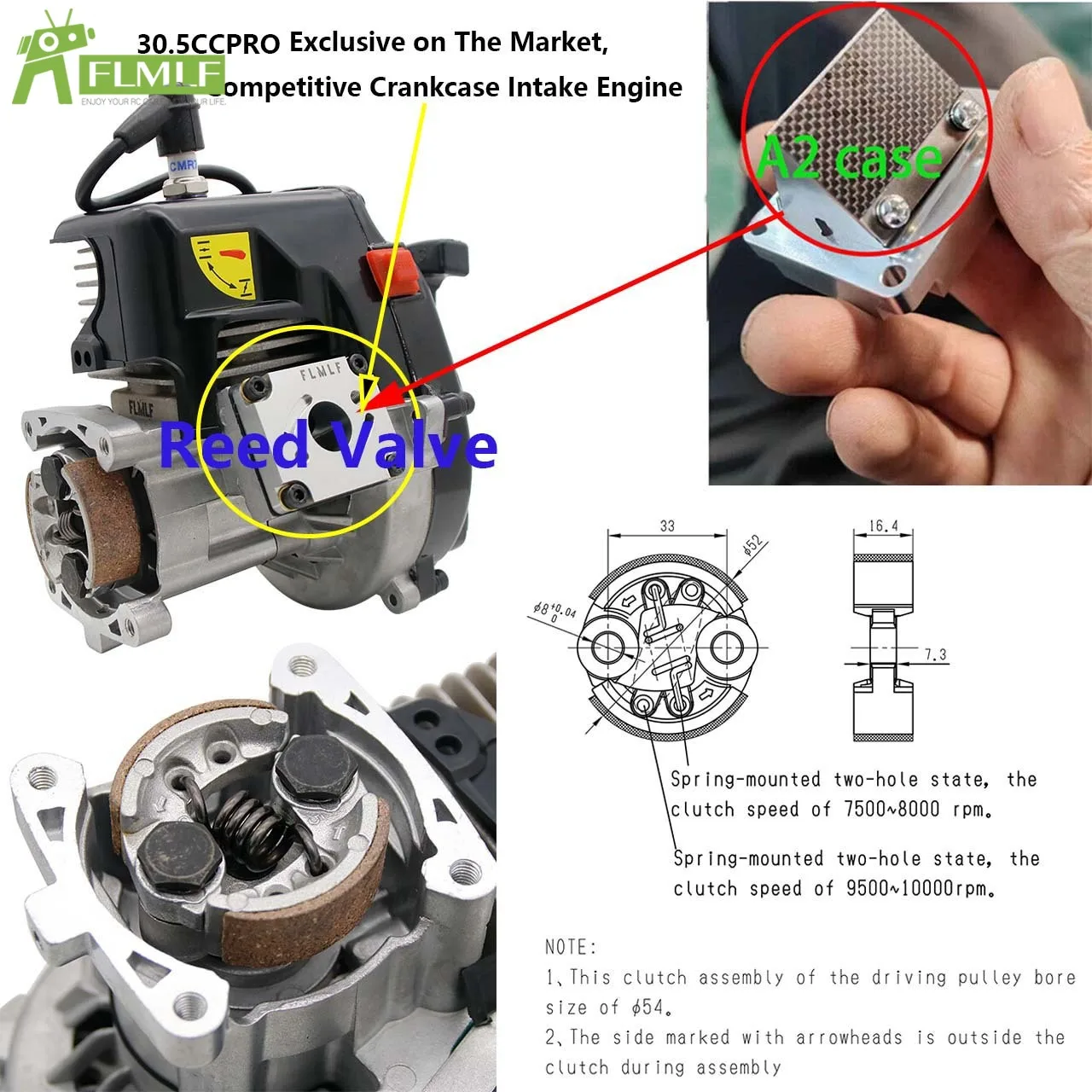 FLMLF 2-stroke 4-hole 30.5CC 32CC 29CC Reed Case Engine for 1/5 HPI ROFUN ROVAN KM BAJA Losi 5ive T FG GoPed RedCat Rc Car Parts