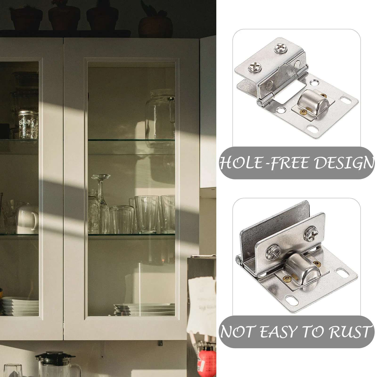 

4pcs Glass Door Hinge Stainless Steel Durable Cabinet Wine Showcase Frameless Pivot Clip Shower Heavy Duty Replacement 90 Degree