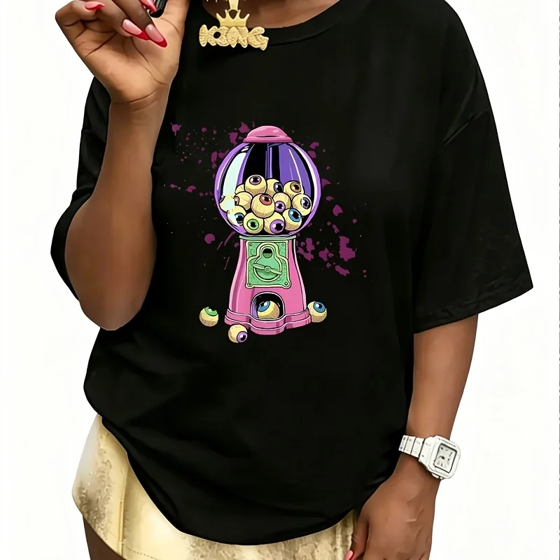 Weirdcore Gumball Shirt Bubble Gum Machine Eyeball Dreamcore Women's T-Shirt 100% Cotton Fun Print Short Sleeve Top Casual Round Neck Tee S-5Xl