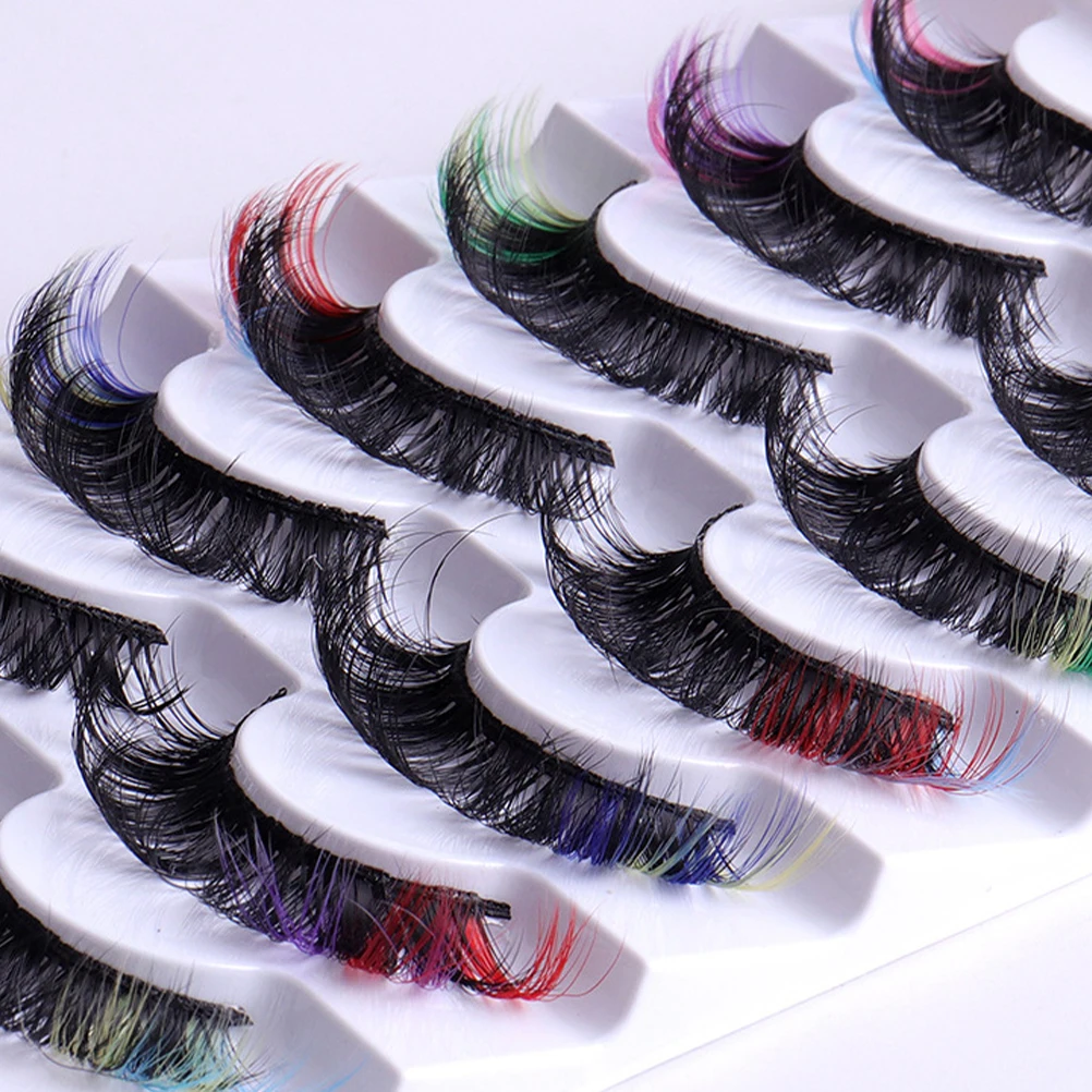 7 pares de clusters de cílios postiços coloridos para palco festa de casamento maquiagem cílios extensões de cílios postiços cor feminina
