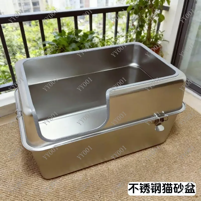 

Extra Large Fully Enclosed Stainless Steel Cat Litter Box Leakproof Deodorant Design