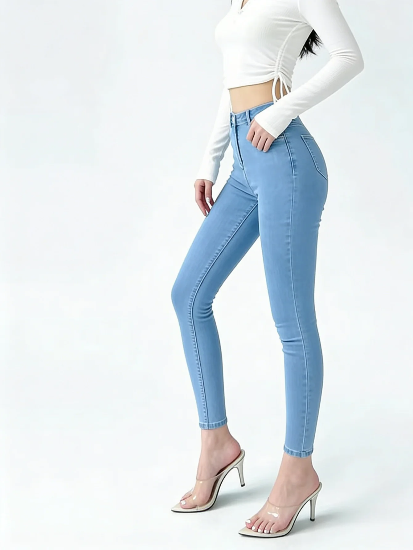 

Мужские джинсы синего цвета, узкие, винтажные, в стиле стритвир, без аксессуаров и ремней.