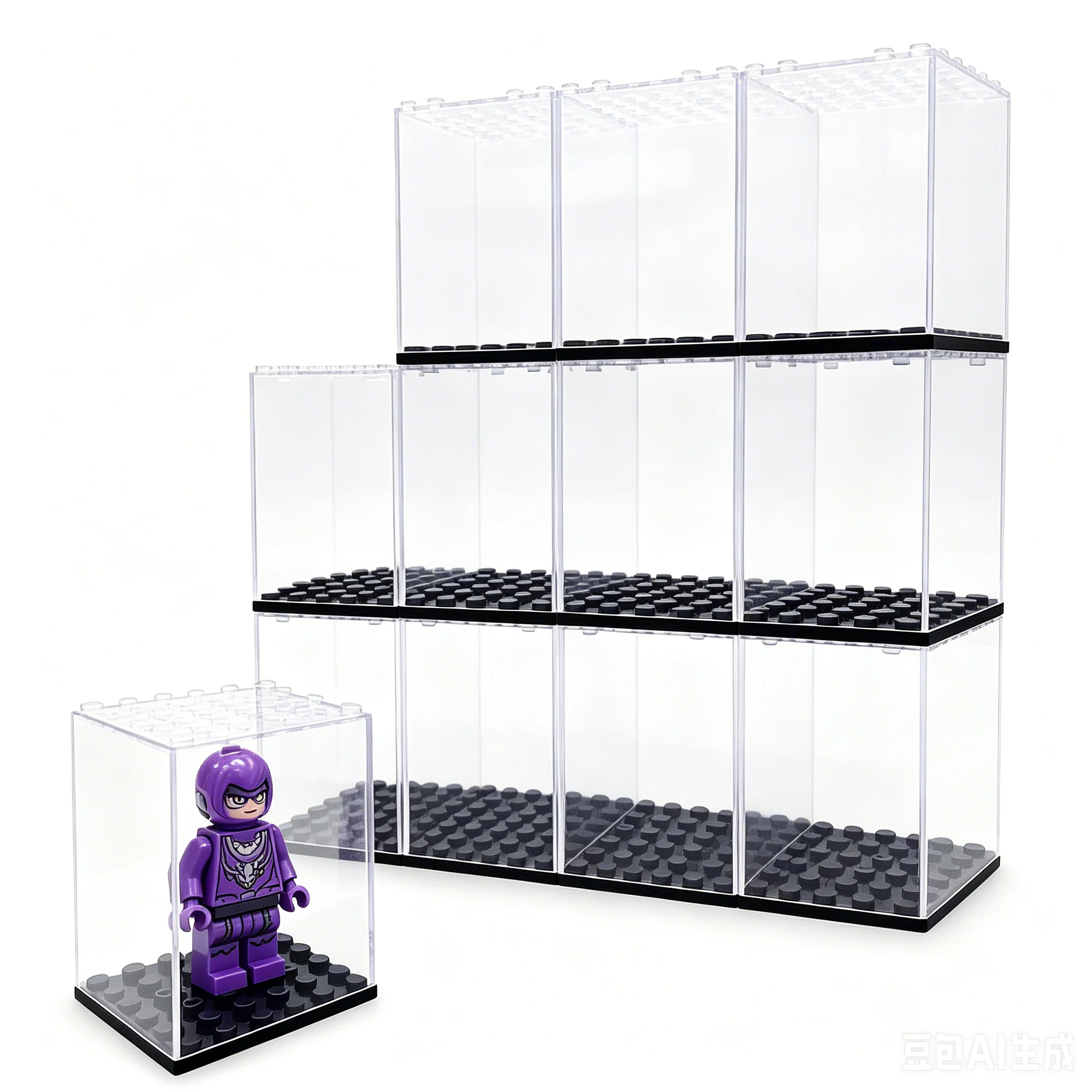 Transparent Acrylic Minifigure Display Box, Dust Cover Design To Guard Figures Stackable For Mini Figures, Action Toy,Home Decor