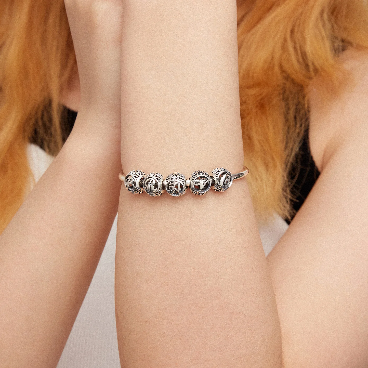 WOSTU 本物の 925 スターリングシルバーヴィンテージ A-Z 手紙アルファベットチャームフィットオリジナルチャームブレスレット & 腕輪シルバージュエリー