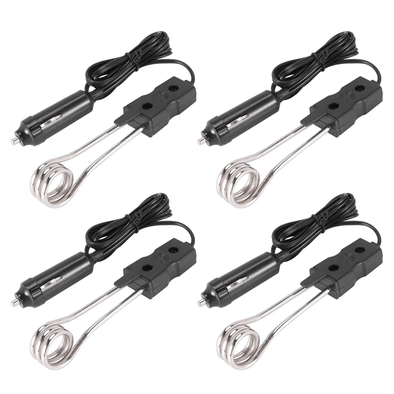 4X Auto Immersion Heater Kettle Travel Immersion Heaters Mobile Immersion Heaters Camping Outdoor Black