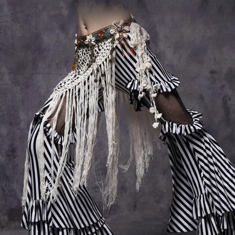 

652F Женский танец живота с бахромой, пояс на талии, хип-юбка, костюмы для танца живота