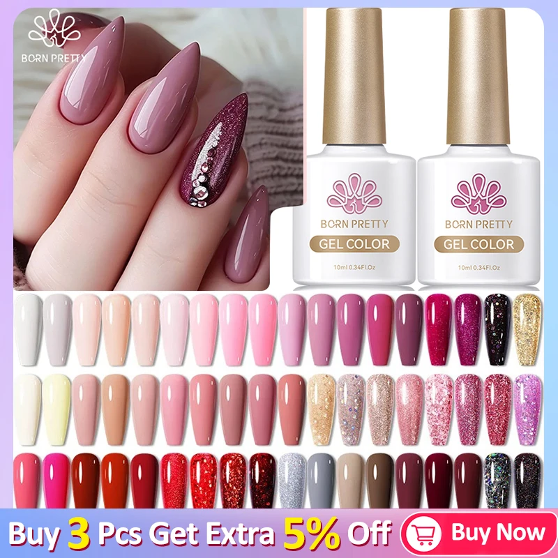 

BORN PRETTY 10ml Gel Nail Polish Red Nude Pink Nail Gel Semi Permanent Solid Nail Gel Varnish Soak Off UV Gel for Base Top Coat