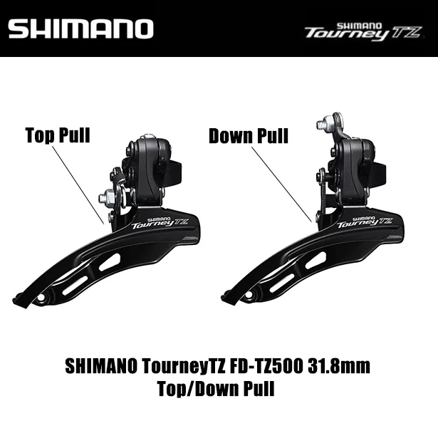 Оригинальный передний переключатель передач Shimano MTB Tourney TZ FD-TZ500 3 × 6/7 Скорость верхний/нижний вытяжной 31,8 мм