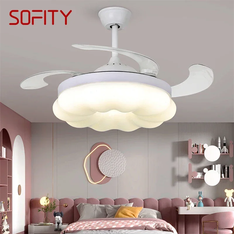 

SOFITY Modern Stealth Fan Light LED Living room Restaurant Bedroom Children's room Ceiling Fan Light Remote Electric Fan Light