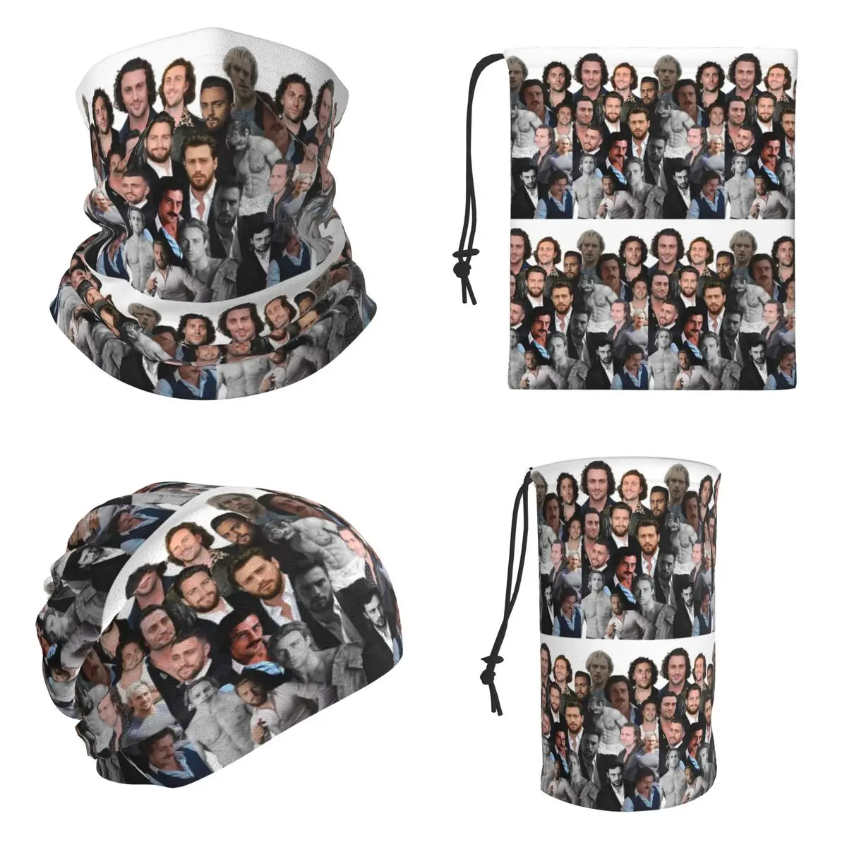 Aaron-taylor Johnson Photo Collage Bandana Neck Gaiter Printed Wrap Scarf Multifunction Headwear Unisex Adult Breathable