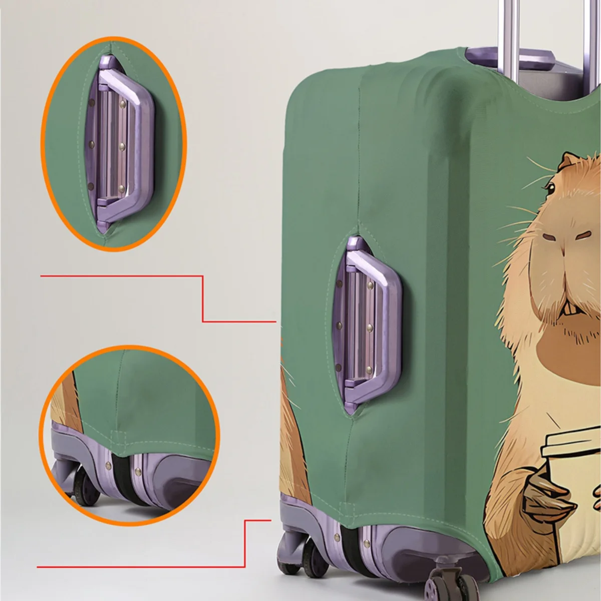 Gepäckschutzhülle mit Tiermuster, Set geeignet für 18-32 Zoll Gepäck, Koffergriffabdeckung, Reisezubehör – Detail 3