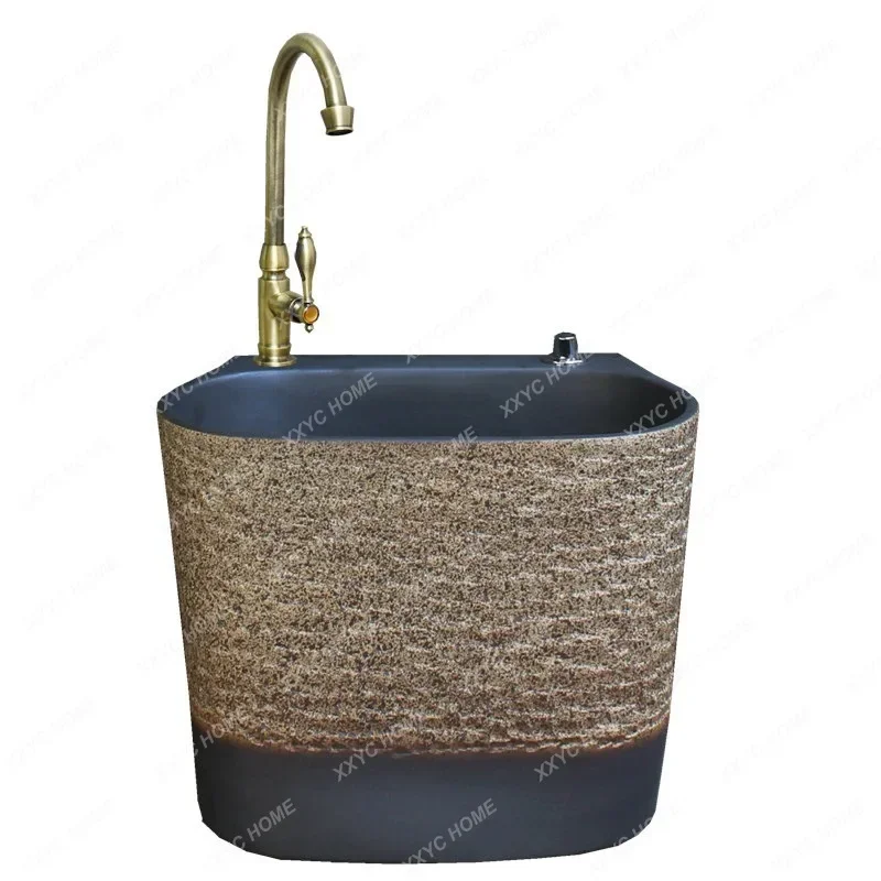 Outdoor Ceramic  Pool Balcony Mop Pool Home Bathroom Integrated Outdoor Stone Washing Mop Basin