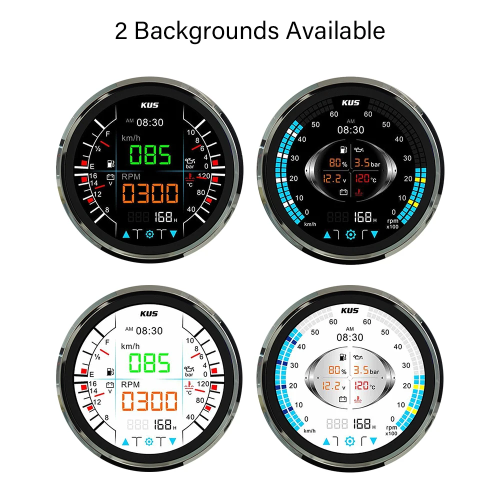 KUS 135mm Multifunction Digital Speed Gauge GPS Speedometer Tachometer Fuel Level Oil Pressure NMEA2000 J1939 Signal for Boats