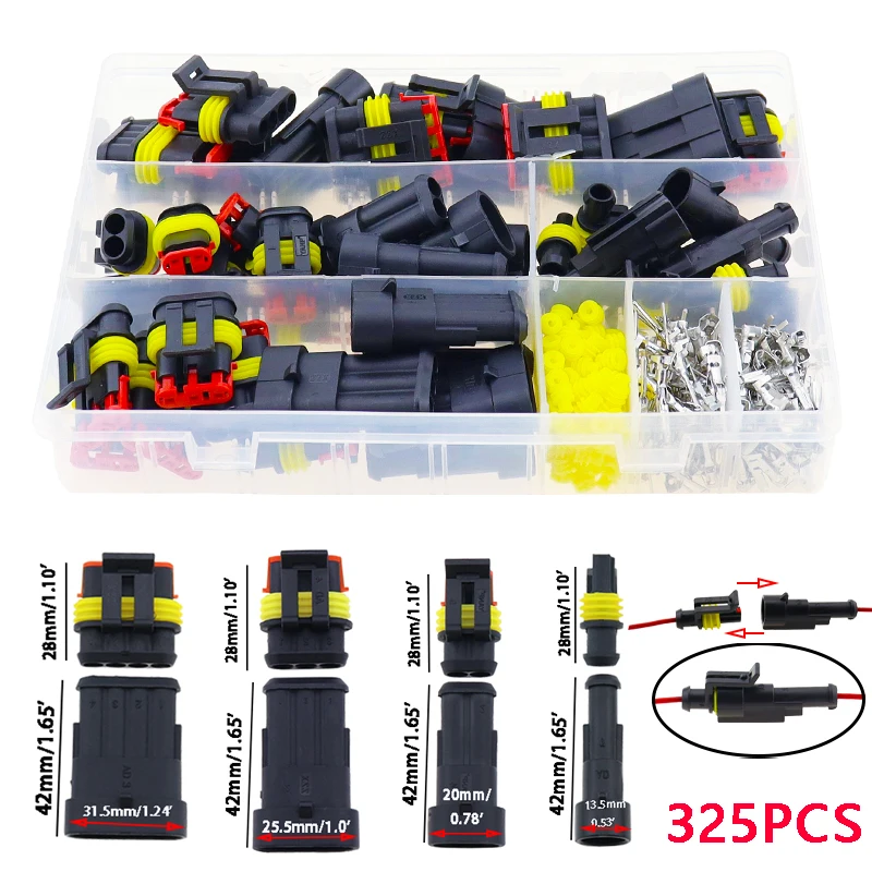 352pcs HID Waterproof Connectors 1/2/3/4 Pin 26 Sets Car Electrical Wire Connector Plug Truck Harness 300V 12A Fast Delivery