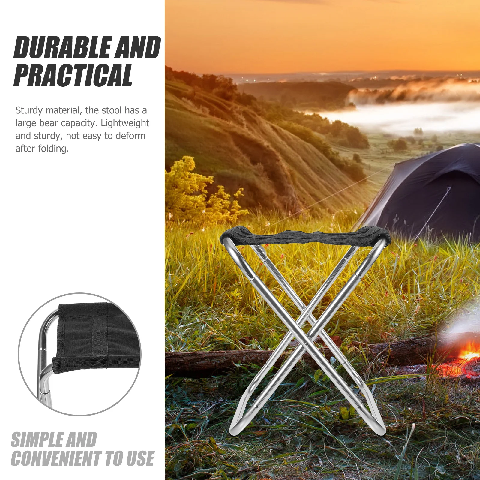 

Aluminum Alloy Folding Camping Stool Portable Lightweight Outdoor Fishing Garden Stool Small Foldable Bench Travel Hiking Bbq