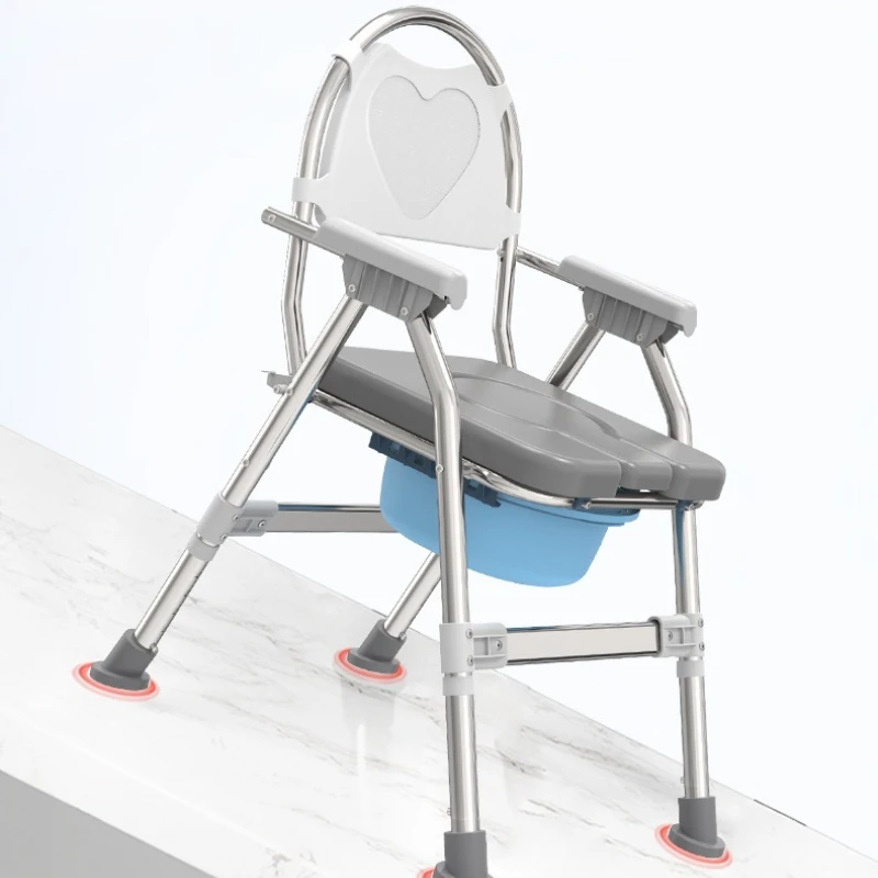 Foldable Home Elderly Toilet Seat Chair Stable Non Slip High Carbon Steel No Drilling Easy Installation Aging Friendly Commode
