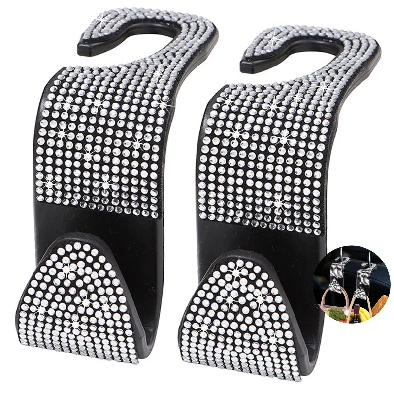 2er-Pack für Universal-Aufbewahrungsregal für die Kopfstütze, Auto-Innenzubehör, Haken für die Rückenlehne des Autos, glänzender Diamant-Haken für den Rücksitz, Auto-Rückseite