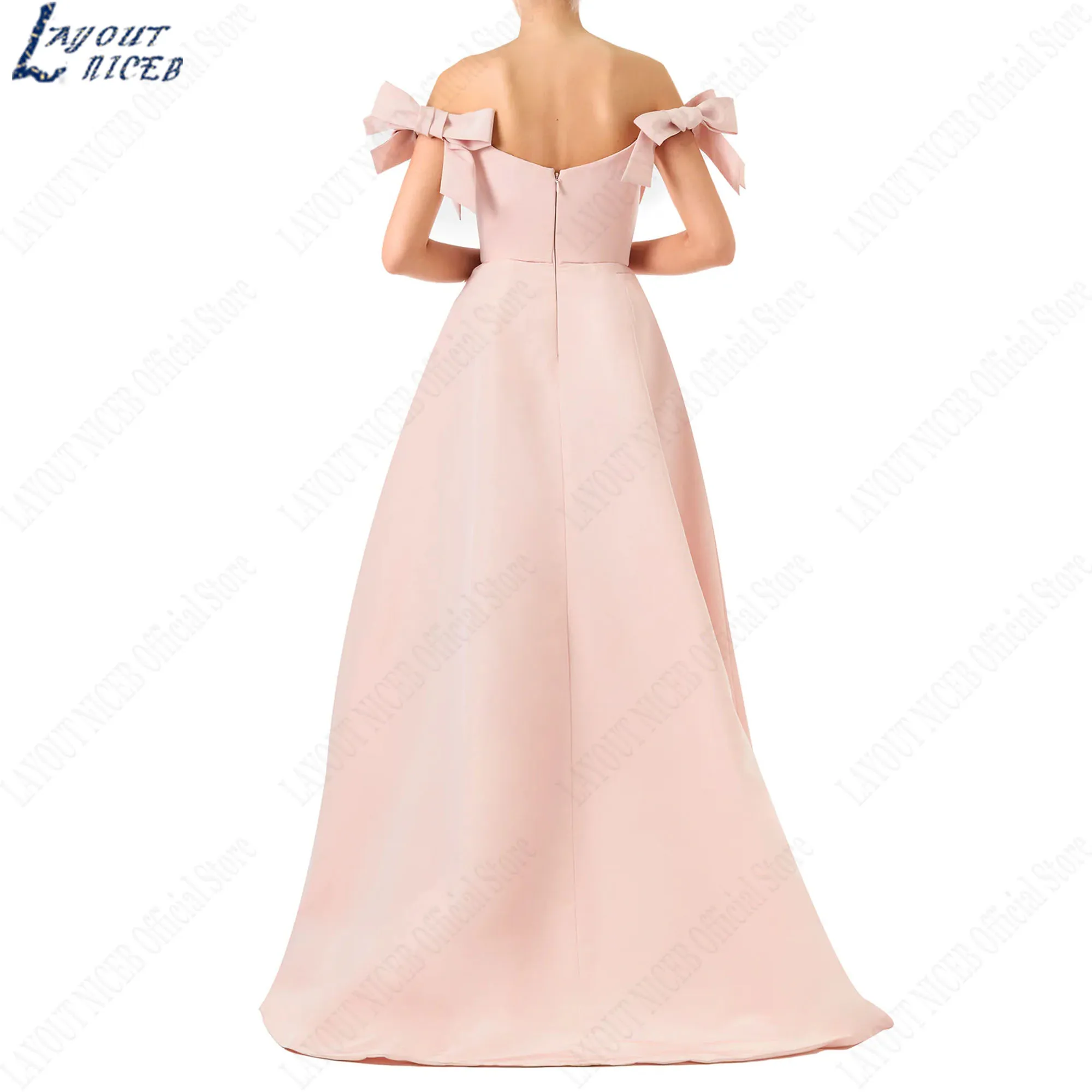 EVON BRIDAL-Robes de tapis rouge de célébrité avec nœud, robe de soirée formelle initiée, ligne A, fente latérale, satin, personnalisé Celebrity robe de tapis rouge avec papillon épaules apparentes robe de soirée forme