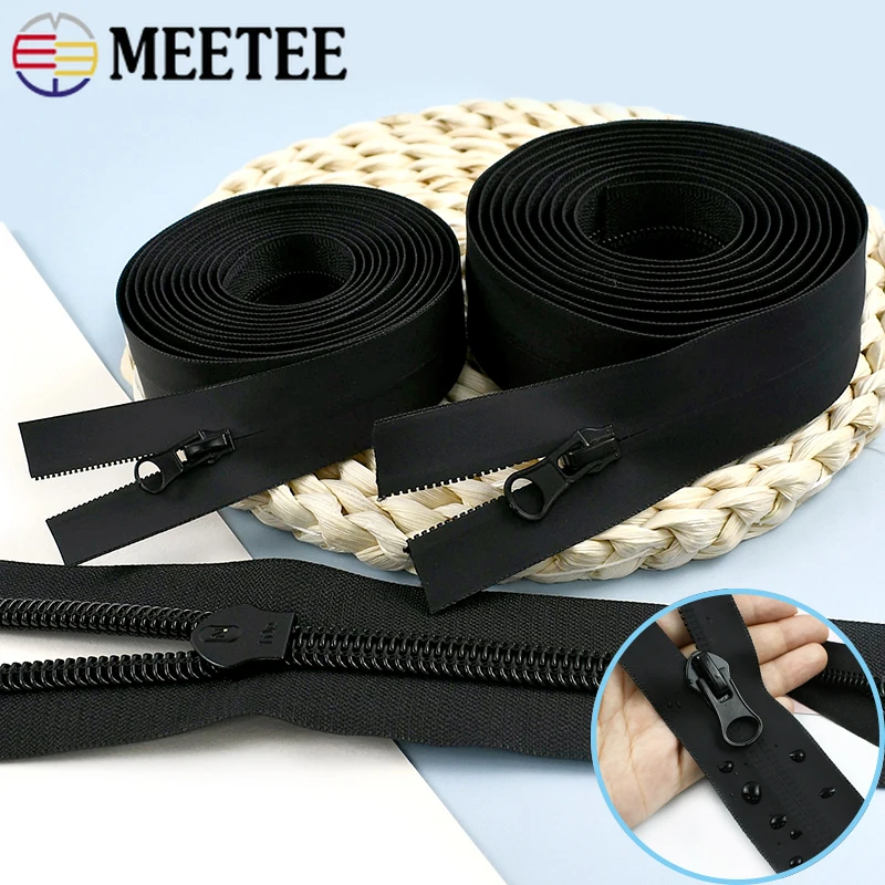 

1/2/3Meters Waterproof Zipper Puller Reverse Invisible Zippers Tape Jacket Bag Sports Zip Head Replacement Closures Repair Kit